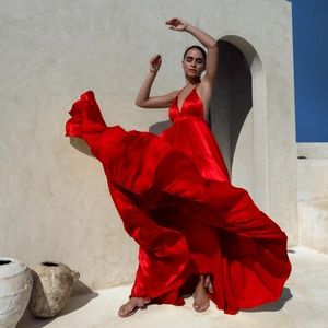 Erika Pena Lily Halter Maxi Dress XS